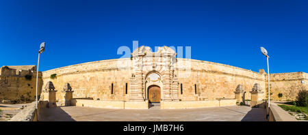 Manoel Island, Malta - Panoramic view of the entrance of Fort Manoel at daytime with clear blue sky Stock Photo