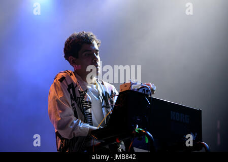 BARCELONA - JUN 2: Neon Indian (band) perform in concert at Primavera Sound 2016 Festival on June 2, 2016 in Barcelona, Spain. Stock Photo