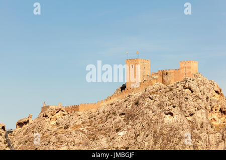 View of the historic castle Sax on top of a mountain. Province of Alicante, southern Spain Stock Photo