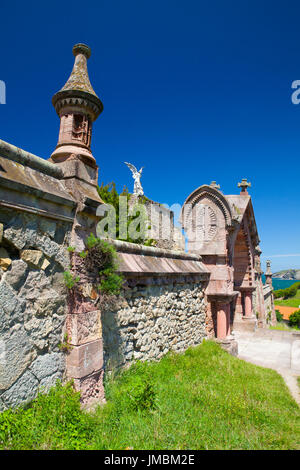 Sculpture of a Guardian angel with a sword in the cemetery of Comillas. Cantabria ,Spain Stock Photo