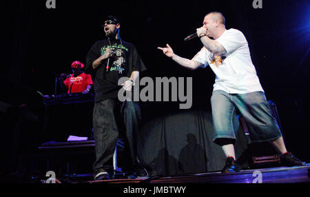 Hip hop artist Paul Wall,'The People's Champ' Skinhead Rob Aston performs onstage during Fall Out Boy Honda Civic Tour final show held Honda Center Anaheim,CA Stock Photo