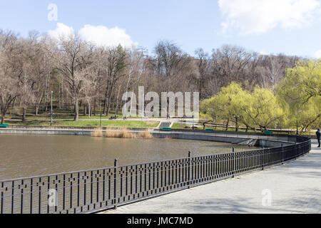 Walking road around the lake. Stock Photo