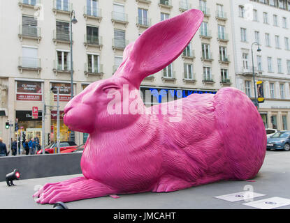 Giant Pink Rabbit - Vienna, Austria Stock Photo