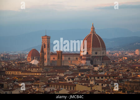 Italy, Florence - November 01 2016: view of Florence Cathedral at sunset light on November 01 2016 in Florence Italy.
