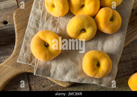 Raw Organic Yellow Donut Saturn Peaches Ready to Eat Stock Photo