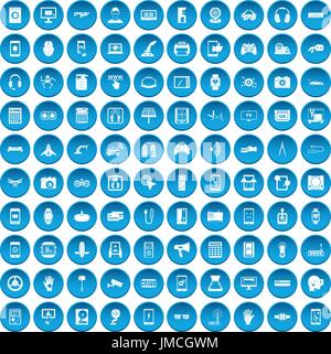 100 adjustment icons set blue Stock Vector