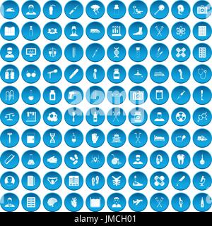 100 ambulance icons set blue Stock Vector