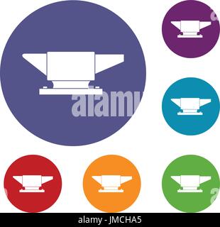 Anvil icons set Stock Vector