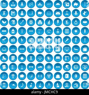 100 balance icons set blue Stock Vector
