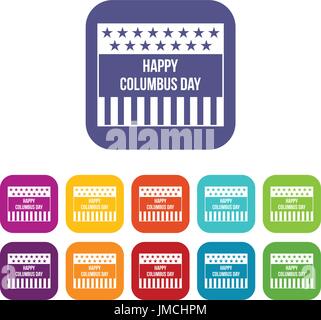 Happy Columbus day icons set Stock Vector