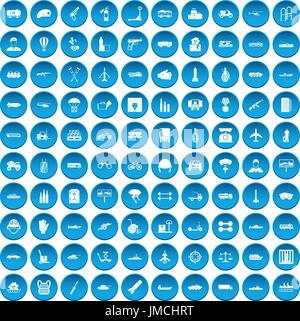 100 burden icons set blue Stock Vector