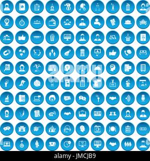 100 coherence icons set blue Stock Vector
