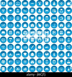 100 credit icons set blue Stock Vector
