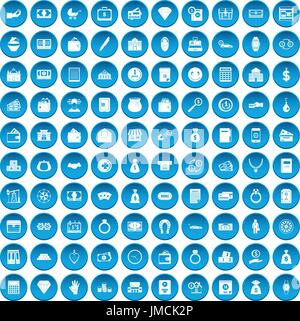 100 deposit icons set blue Stock Vector