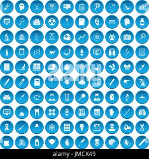 100 diagnostic icons set blue Stock Vector