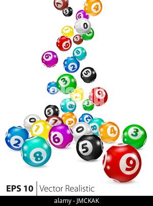 Vector Colorful Bingo balls fall randomly. Stock Vector