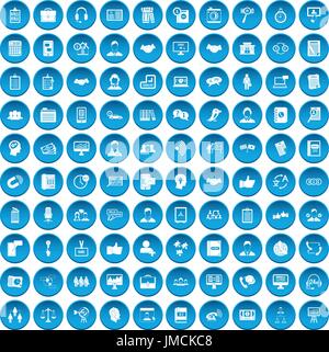 100 discussion icons set blue Stock Vector