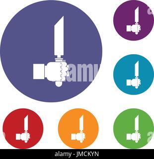 Pincer or plier in man hand icons set Stock Vector