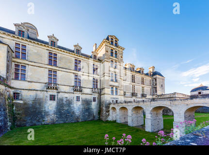 Medieval Cadillac Castle (Chateau des Ducs d'Epernon), Cadillac, a commune in the Gironde department in Nouvelle-Aquitaine, southwestern France Stock Photo