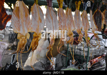 Dried squid, a common street food in Cambodia Stock Photo