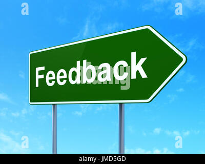 Business concept: Feedback on road sign background Stock Photo