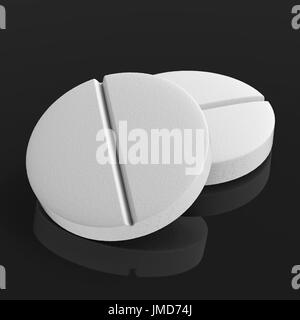 3d rendering white pills on black background