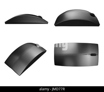 black wireless mouse isolated on white Stock Photo