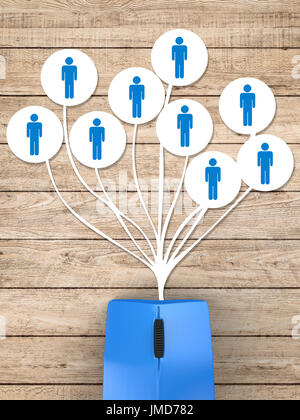 social media network concept with blue mouse and network connection Stock Photo