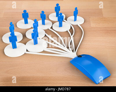 social media network concept with blue mouse and network connection Stock Photo