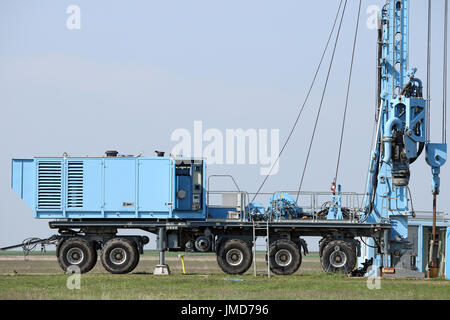 geology and oil exploration mobile drilling rig vehicle Stock Photo