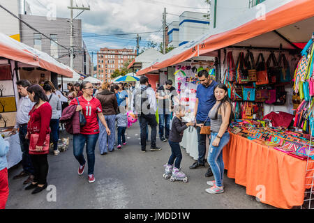 Bogota, Colombia  - February 6, 2017 : People shopping at Mercado de las Pulgas de Usaquen free market  in Bogota capital city of Colombia South America Stock Photo