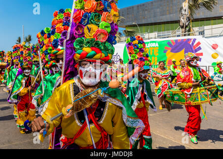 Barranquilla , Colombia  - February 26, 2017 : people participating at the parade of the carnival festival of  Barranquilla Atlantico Colombia Stock Photo