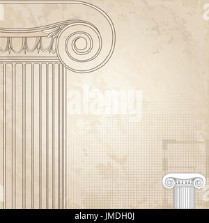 Classic columns background. Roman Engraving background for architectural design Stock Photo
