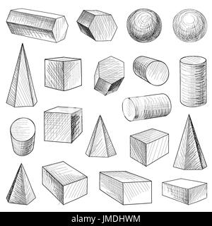 Geometric shape hand drawn set. Geometric figure collection Stock Photo