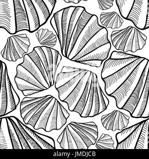Seashell seamless pattern. Summer holiday marine background. Underwater ...