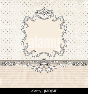 Floral vintage poster design with frame and copy space. Patern in retro victorian style. Picture frame or card  with place for text. Perfect for greet Stock Photo