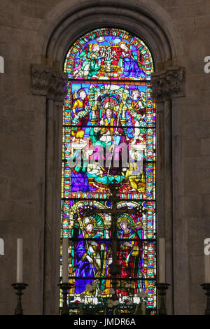 Italy, Lucca - September 18 2016: the view of stained glass window of Lucca Cathedral. Mosaic window of Cattedrale di San Martino on September 18 2016 Stock Photo