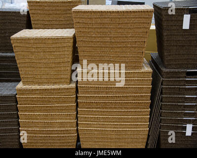 Wicker basket, storage, bin, container Stock Photo