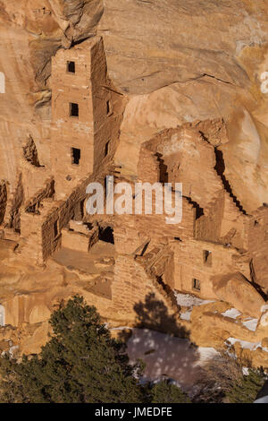 Square Tower House, Mesa Verde National Park, Colorado Stock Photo