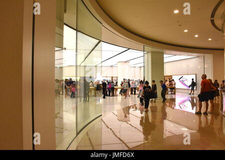 The front store window at the grand opening of the 1st Apple headquarters located in Taipei 101 building, Taipei, Taiwan. Stock Photo