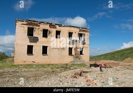 destroyed building mines in the Altai Mountains Stock Photo