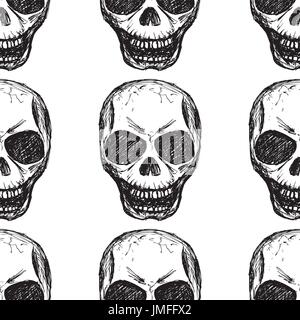 Seamless pattern  skull on white background. Seamless pattern can be used for wallpaper, pattern fills, web page backgrounds, surface textures. Stock Vector