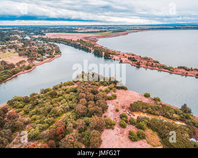 Aerial view of Eagle Point Gippsland Lakes Reserve, Victoria, Australia Stock Photo