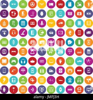 100 adjustment icons set color Stock Vector