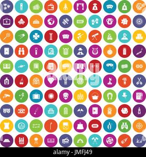 100 adult games icons set color Stock Vector