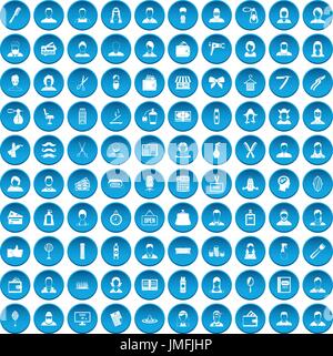100 hairdresser icons set blue Stock Vector