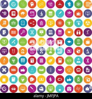 100 analytics icons set color Stock Vector