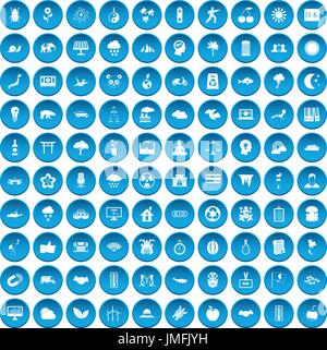 100 harmony icons set blue Stock Vector