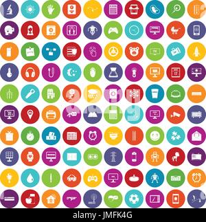 100 app icons set color Stock Vector