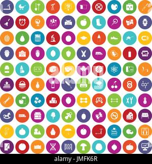 100 apple icons set color Stock Vector